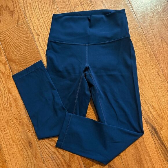Lululemon Wunder Under Crop High-Rise Luon Navy Blue Size 4 21” - Picture 3 of 4